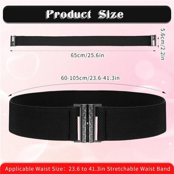 Wide Stretchy Belts for Women, Vintage Elastic Waist Belts Adjustable - Picture 4 of 8